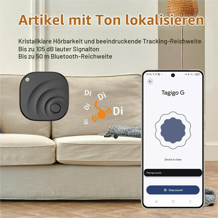 Reyke Smart Tag, kompatibel mit Google Find Hub, Android, Schwarz, 4er-Pack | Bluetooth-Tracker für
