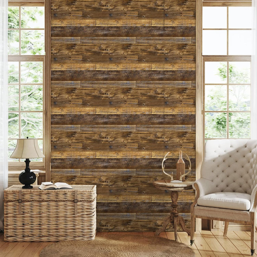 Abyssaly Klebefolie möbel holzoptik Möbelfolie selbstklebende folie holz tapete 90cm X 300cm Braun V