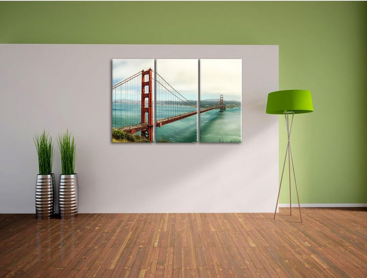 Pixxprint Golden Gate Bridge als Leinwandbild/Grösse: 3 Teilig (120x80) / Wandbild/Kunstdruck/fertig
