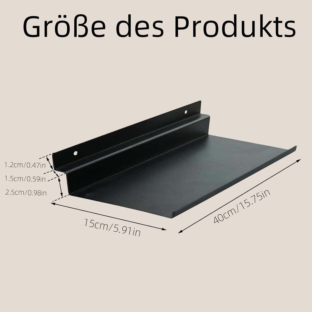 Regal für Akustikpaneele, 40×15cm Metall Wandregal, Akustikpaneele Regal, Schwarz Schweberegal für W