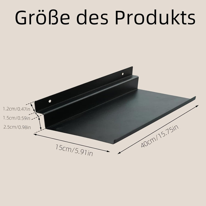 Regal für Akustikpaneele, 40×15cm Metall Wandregal, Akustikpaneele Regal, Schwarz Schweberegal für W
