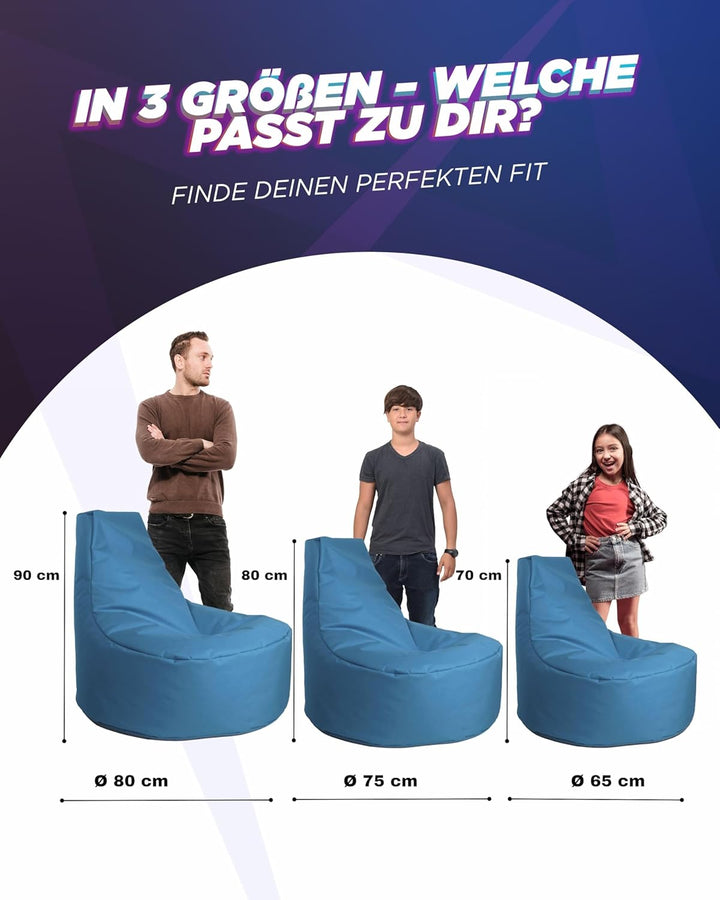 PATCH HOME Gamer Sessel mit Reissverschluss Lounge Kissen Sitzsack Sitzkissen Bean Bag In & Outdoor