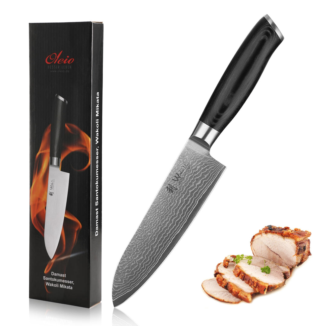 Wakoli Mikata Damastmesser Santoku16 cm Klinge extrem scharf aus 67 Lagen I Damast Küchenmesser und