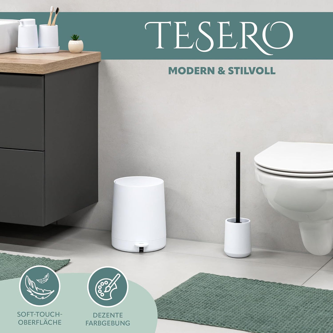 eluno Kosmetikeimer TESERO mit Soft-Touch Oberfläche, Treteimer 4 Liter Fassungsvermögen, mit Soft-C