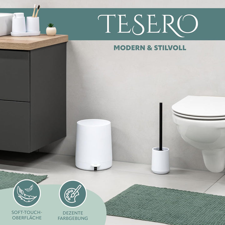 eluno Kosmetikeimer TESERO mit Soft-Touch Oberfläche, Treteimer 4 Liter Fassungsvermögen, mit Soft-C
