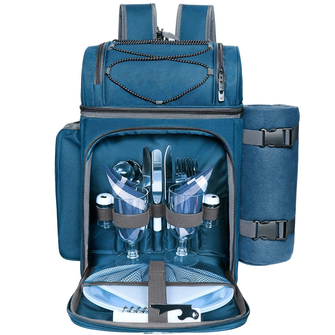 Hap Tim Picknick-Rucksack-Kühler für 2 Personen mit isolierter auslaufsicherer Kühltasche, Weinhalte