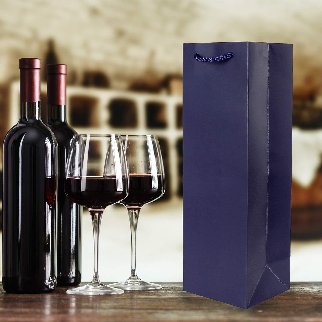 10 Flaschentüten Geschenktüten für Weingeschenke wie Wein Prosecco und Champagner Dunkelblau, Dunkel