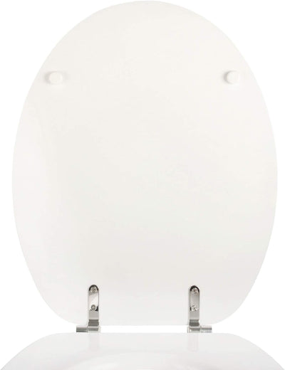 'aquaSu® WC-Sitz Bingo, Weiss, Toilettensitz mit Holz-Kern & Edelstahl-Scharnier, ovale Standard O F