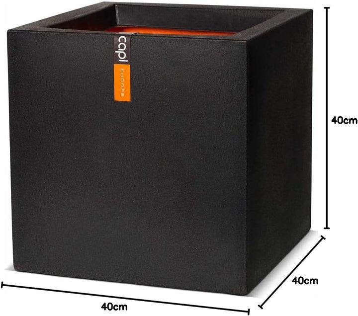 Capi Europe - Blumentopf quadratisch Smooth NL - 40x40 - Schwarz - Öffnung Ø32 - Blumentopf für den