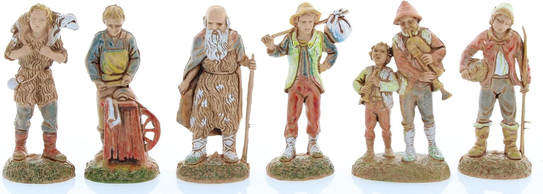Moranduzzo Hirten-Gruppe 24 Figuren für 6 cm Krippe – MINI 6 – Massstab 1:32 – Unzerstörbare, Handbe