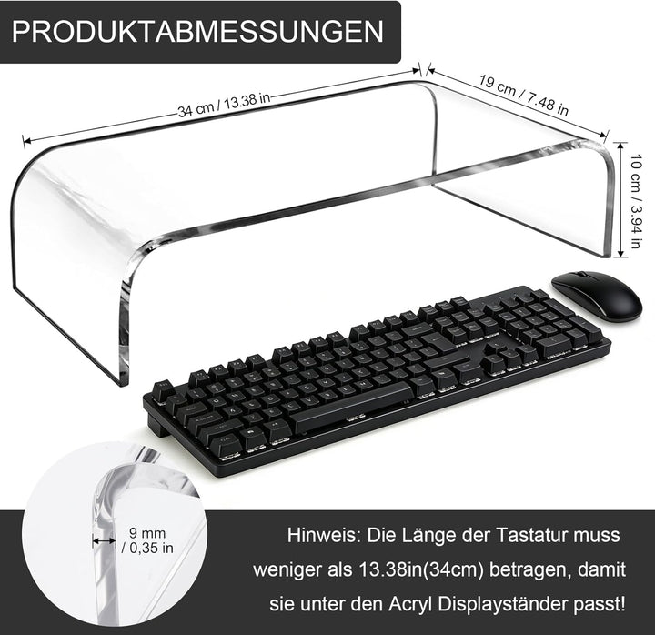 Monitorständer Display Ständer Bildschirmerhöhung, Acryl Laptop Erhöhung für Schreibtisch für Comput
