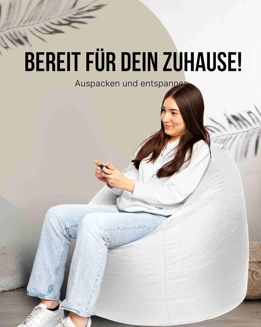PATCH HOME Patchhome Sitzsack Tropfenform mit Reissverschluss Nachfüllbar - für In &amp; Outdoor - mit S