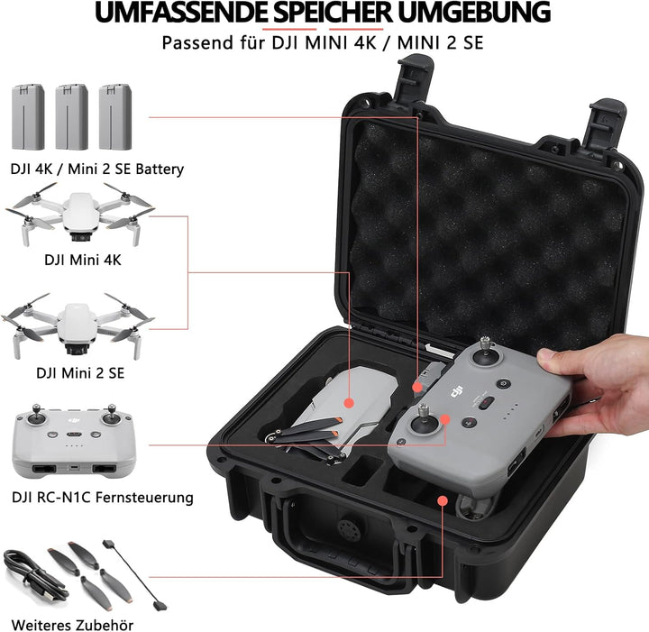 Tragbarer Wasserdichter Drohnenkoffer für DJI Mini 4K/Mini 2 SE & Zubehör