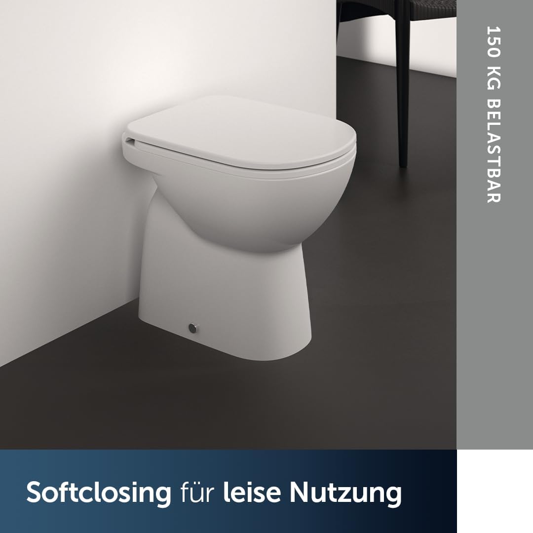 Ideal Standard i.life A WC-Sitz mit schlanker D-Form – Weiss (Alpin) | WC-Sitz mit Absenkautomatik (