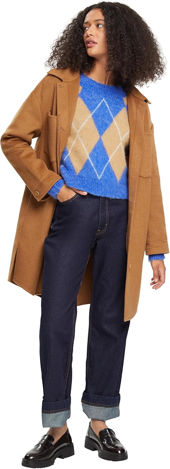 ESPRIT Pullover aus Wollmix mit Argyle-Muster XS Bright Blue, XS Bright Blue