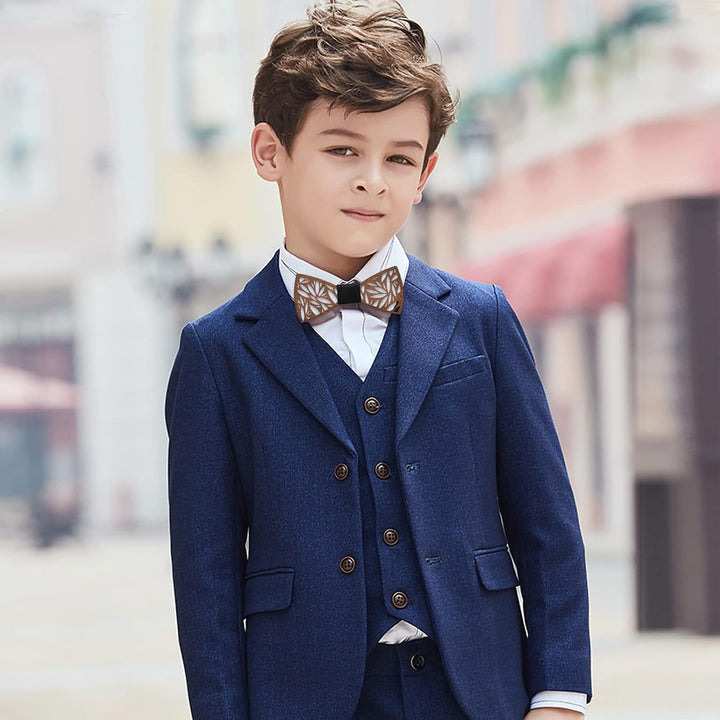 Mr.Van Klassische Holzfliege Set für Herren Jungen 2PCS, Kinderfliege Verstellbar Fliege für Hochzei