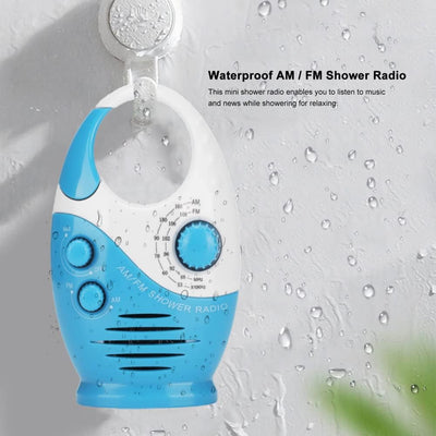 Yunseity Wasserdichtes Duschradio, Tragbares AM-FM-Radio mit Hakendesign, Batteriebetriebenes Radio,