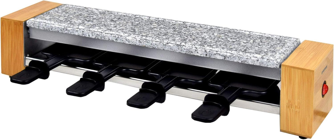 Syntrox Germany RAC-600W Corippo Raclette mit antihaftbeschichteter Grillplatte und Natursteinplatte