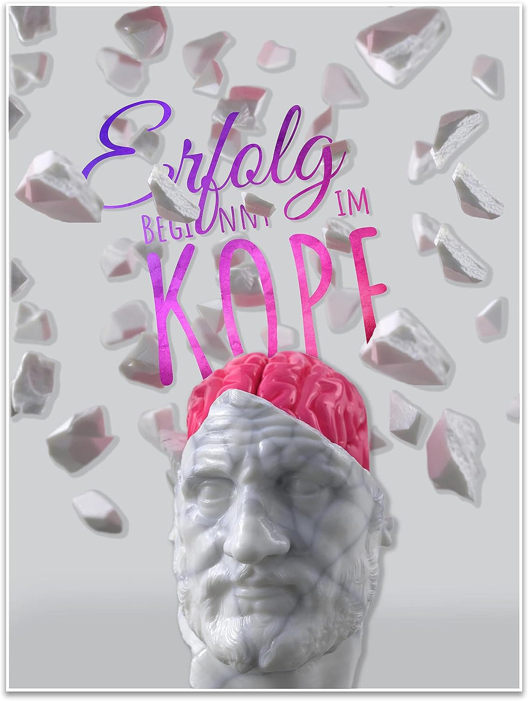 wandmotiv24 Poster als Wanddeko, Grösse 80x60cm, Erfolg beginnt im Kopf, Büste, Moderne Wanddeko, Wa