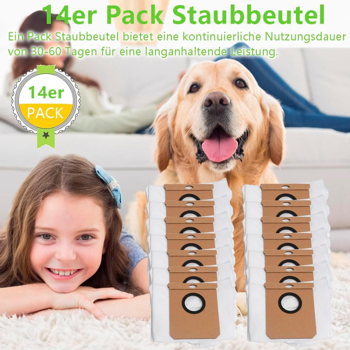 14 Stück Staubbeutel für Eufy Clean L60 SES L60 Hybrid SES L50 SES Staubsauger Roboter, Staubbeutel