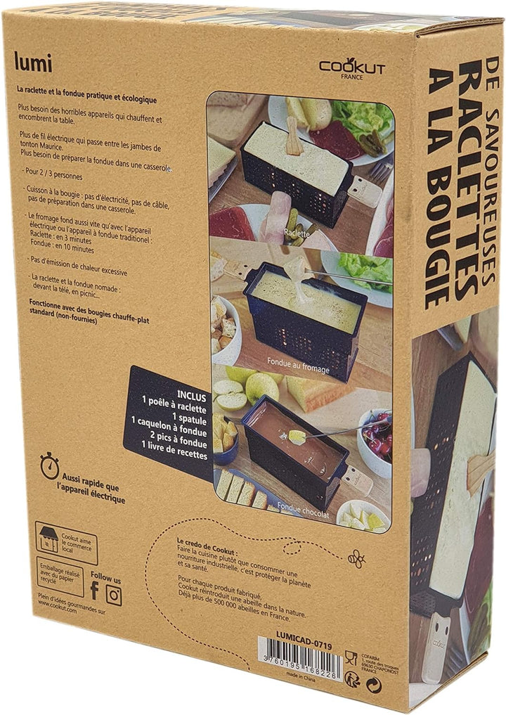 Cookut – Lumi Raclette und Fondue mit Kerze für 2 – schmelzen Sie Ihre Raclette in 3 Minuten und ber