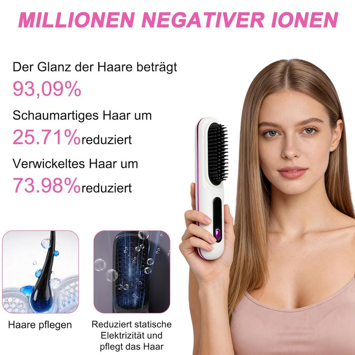 Stylingbürste für kurze Haare kabellos Haarglätter Bürste, Haarglätterbürste, tragbare Haarbürste el