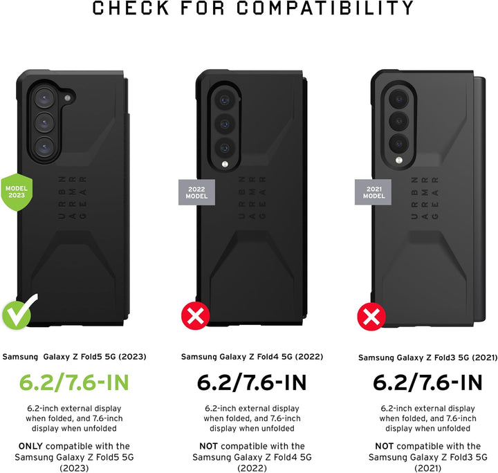 URBAN ARMOR GEAR Civilian Schutzhülle für das Samsung Galaxy Z Fold 5 Hülle [Offiziell Designed for