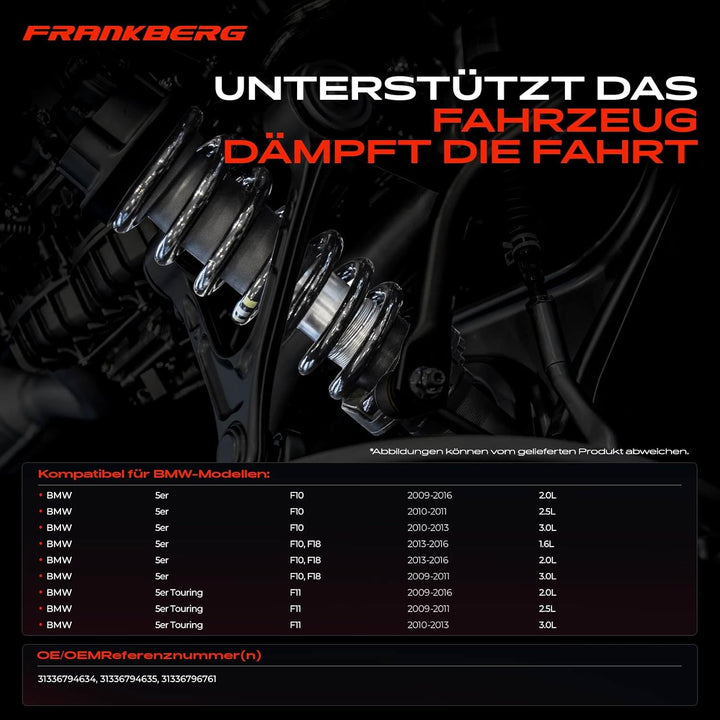 Frankberg 2x Federn Fahrwerksfeder Hinterachse Links Rechts Kompatibel mit 5er F10 F18 2009-2016 5er
