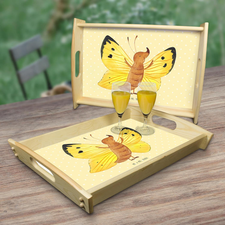 Mr. & Mrs. Panda Küchentablett Schmetterling Zitronenfalter - Geschenk, Holztablett, Fakten, Liebe,