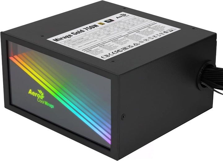 AeroCool MIRAGEGOLD750, PC Netzteil 750W, RGB Infinity Mirror, 80Plus Gold, Japanische Kondensatoren