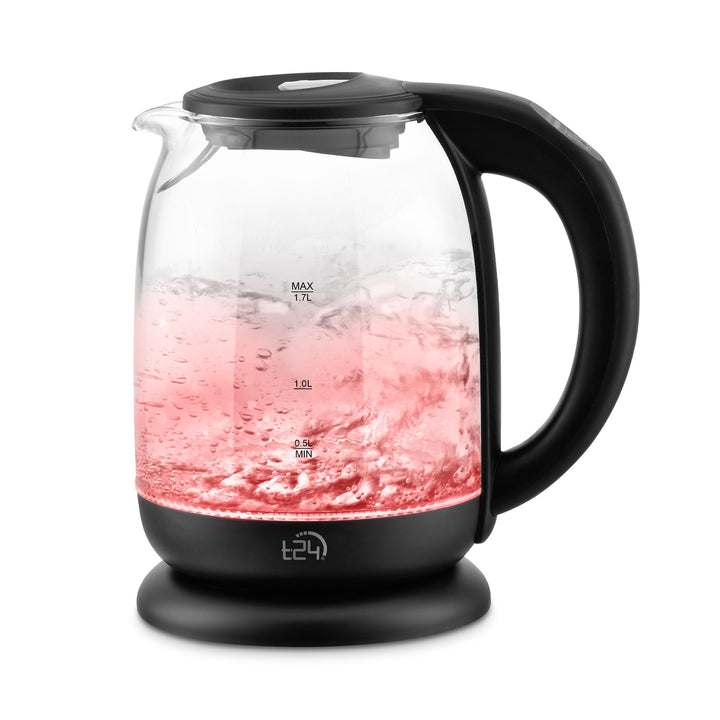 T24 Wasserkocher Glas 1,7 L, Wasserkocher mit Temperatureinstellung 60, 70, 80, 90, 100 °C, Wasserko