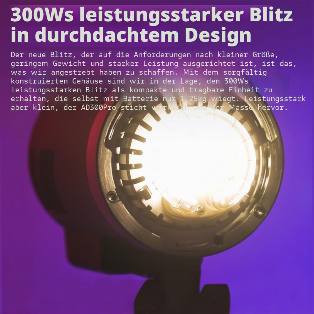 Godox AD300Pro AD300 PRO Rucksack-Kit mit Zwei Blitzen 300W 2,4 G TTL 1/8000 HSS, 0,01-1,5 Sek. Recy