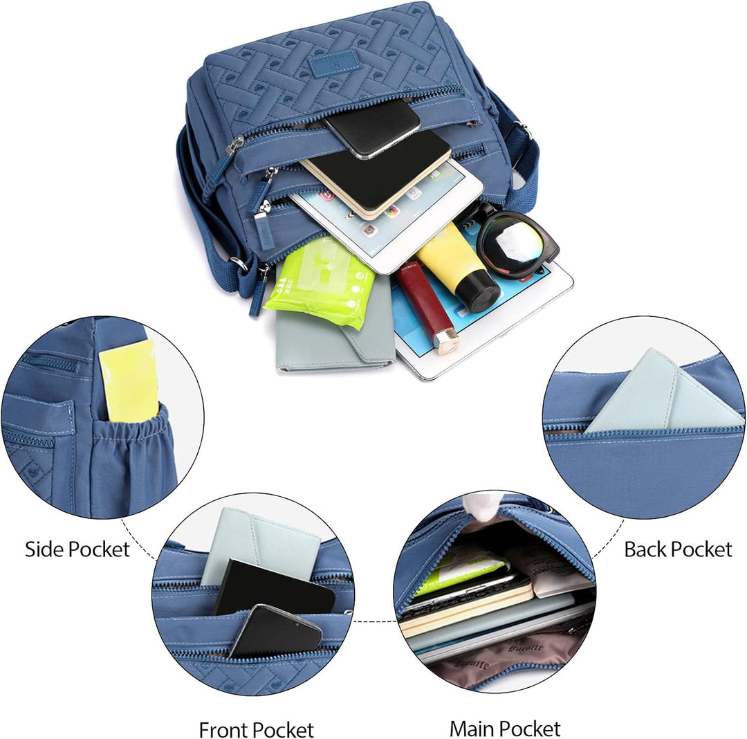 NOTAG Nylon Umhängetasche Damen, Wasserdicht Casual Schultertasche Mehrere Taschen Messenger-Tasche