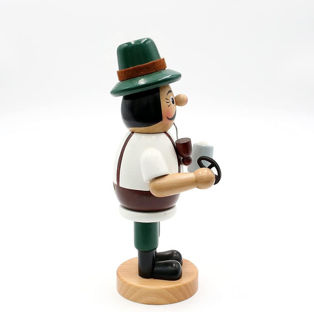 Dekohelden24 Lustiger Räuchermann als Bayer mit Brezel und Bier, ca. 19 cm, Holz, 19 cm