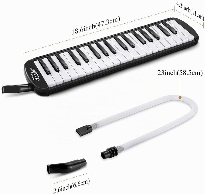 Eastar Melodica mit 37 Tasten, Blasinstrument mit Mundstück, Blas-Piano-Keyboard, inklusive Tragetas