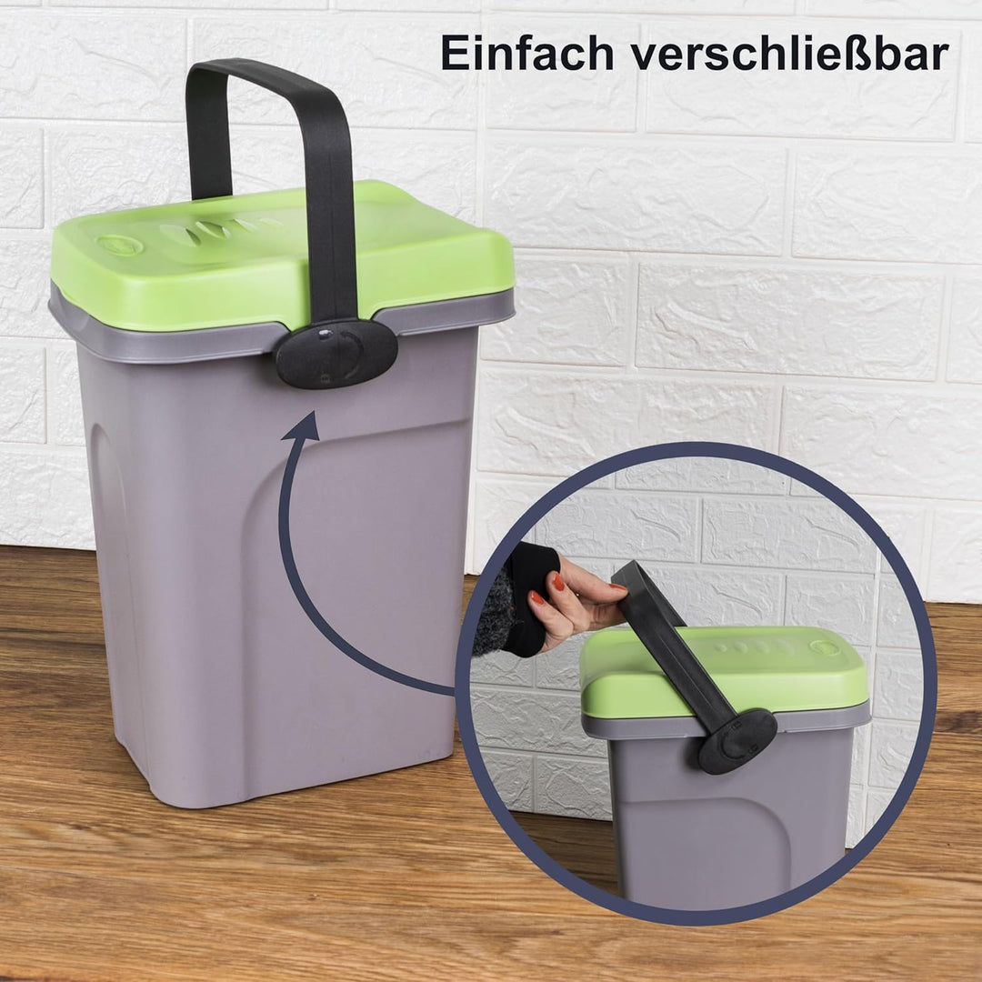 #11 Abfalleimer 7 Liter Blau 19x23x30,5cm - mit Gummidichtung im Deckel mit dem Henkel verschliessba