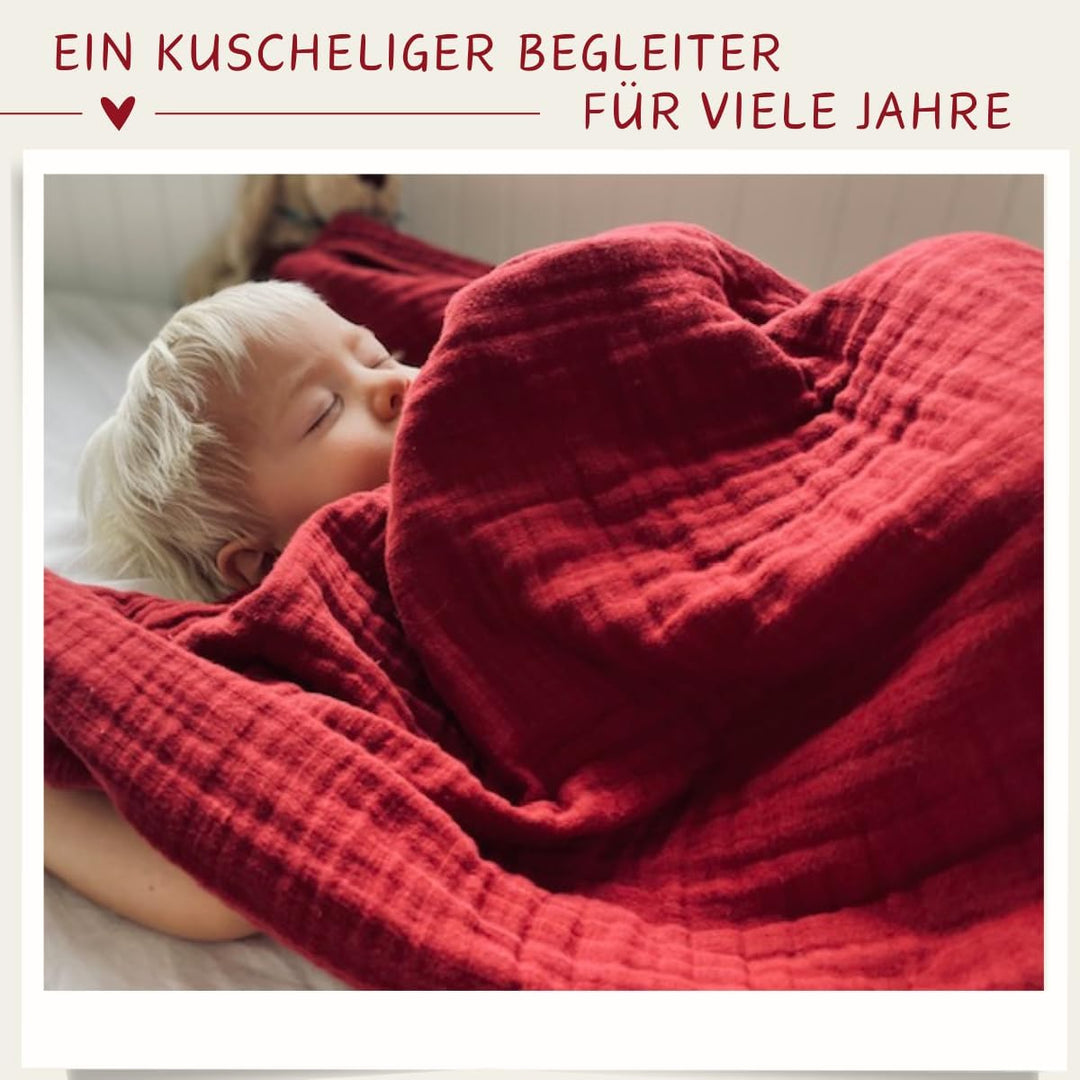 K.A.O.S by T&amp;M Premium Musselin Babydecke/Kuscheldecke/Musselintuch in Rot - Rotes Handtuch Geburt -