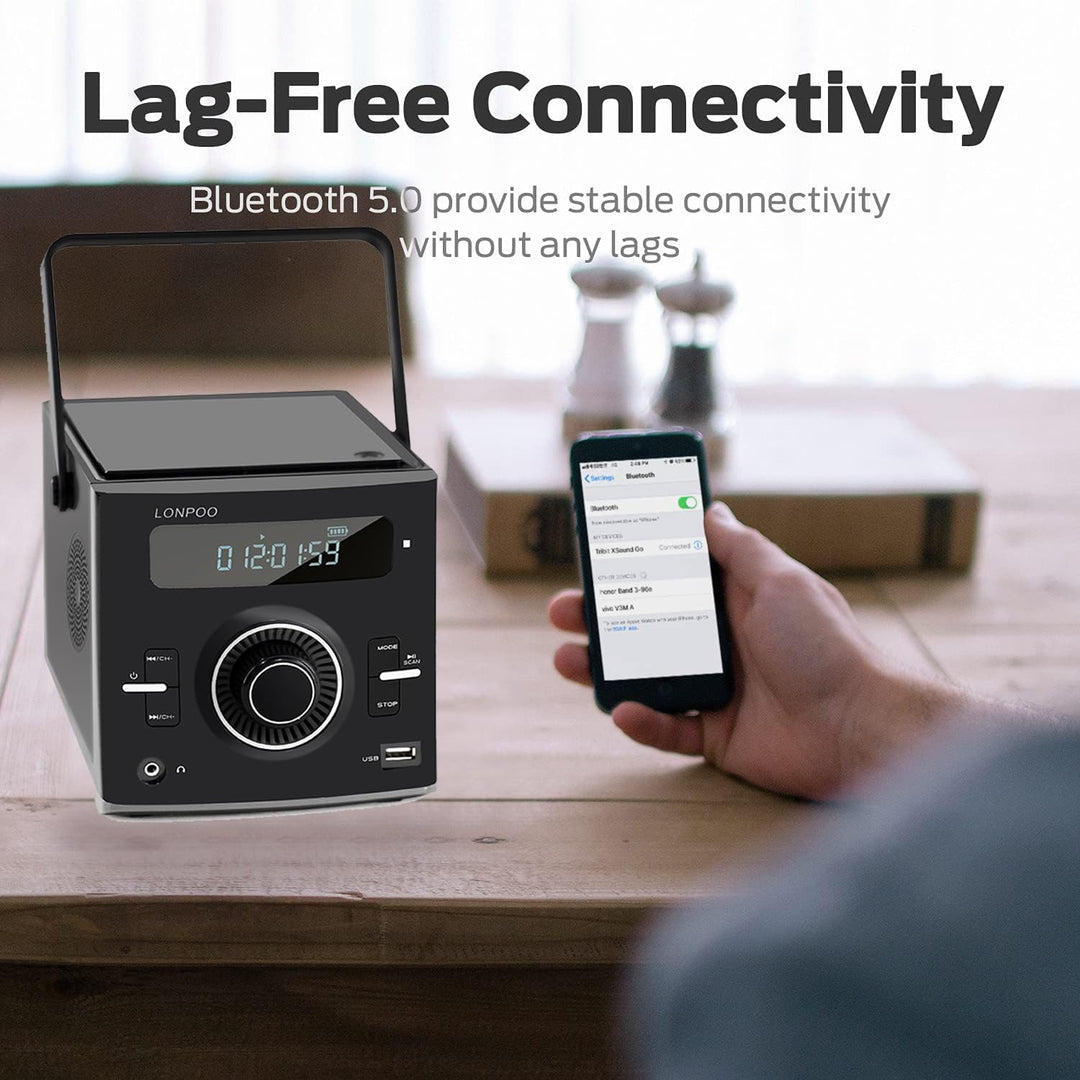 Tragbarer CD-Player Boombox 20W für Draussen, Eingebaute wiederaufladbare BatterieFM-Radio/Bluetooth