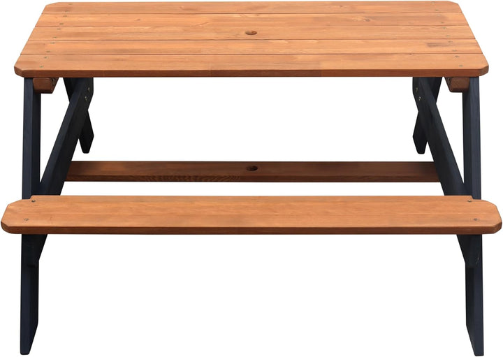 AXI Nick Kinder Picknicktisch aus Holz | Kindertisch in Grau & Braun mit Sonnenschirm für den Garten