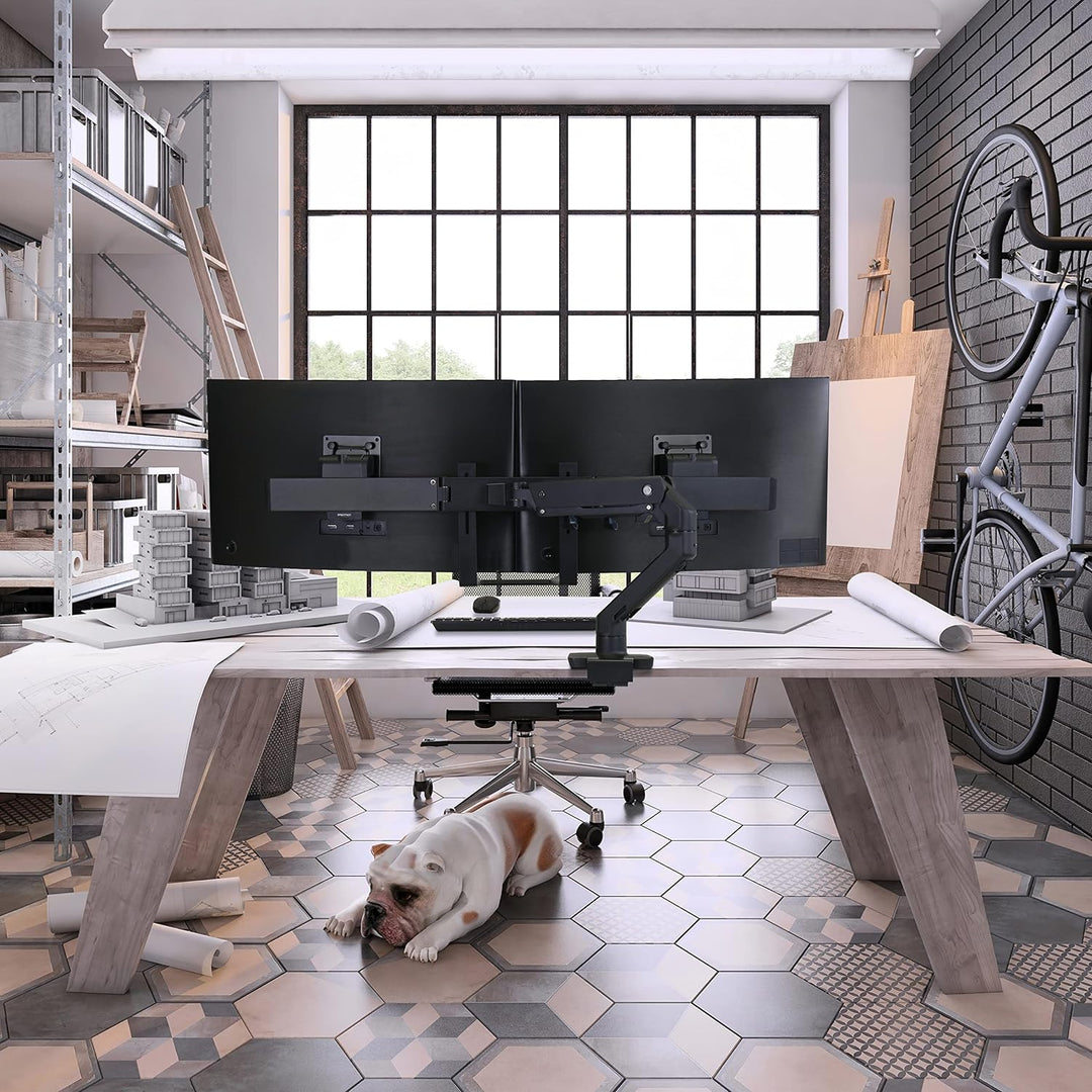 ERGOTRON HX Dual Monitor Arm in Schwarz - Monitor Tischhalterung mit patentierter CF-Technologie für