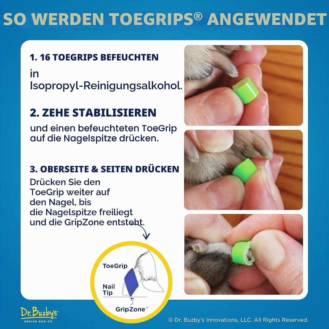 Dr. Buzby's Zehengriffe für Hunde, sofortige Traktion auf Holz-/Hartholzböden, rutschfeste Entlastun
