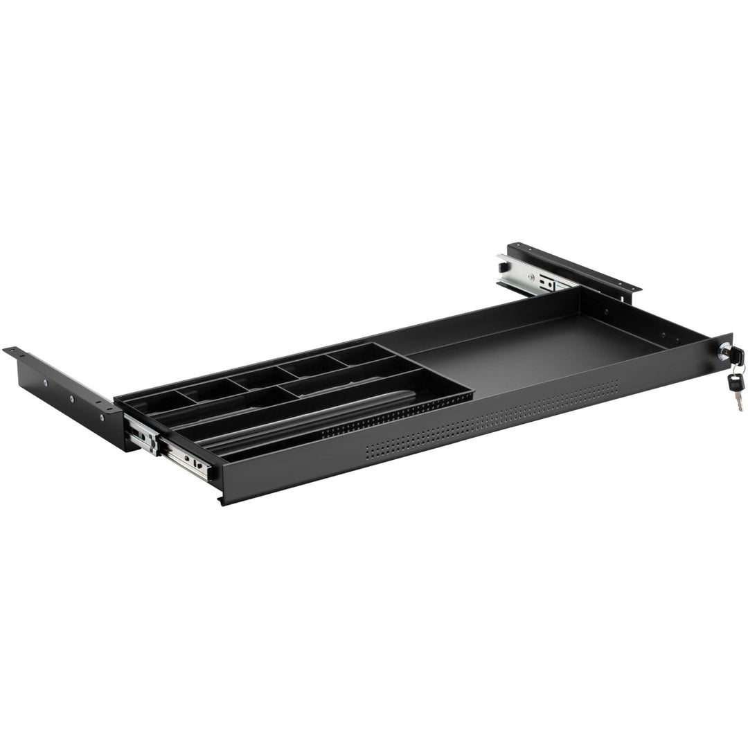 CAVO Dokumentenschublade abschliessbar aus Stahl 740 x 250 mm, inkl. Schubladeneinsatz schwarz, Schr