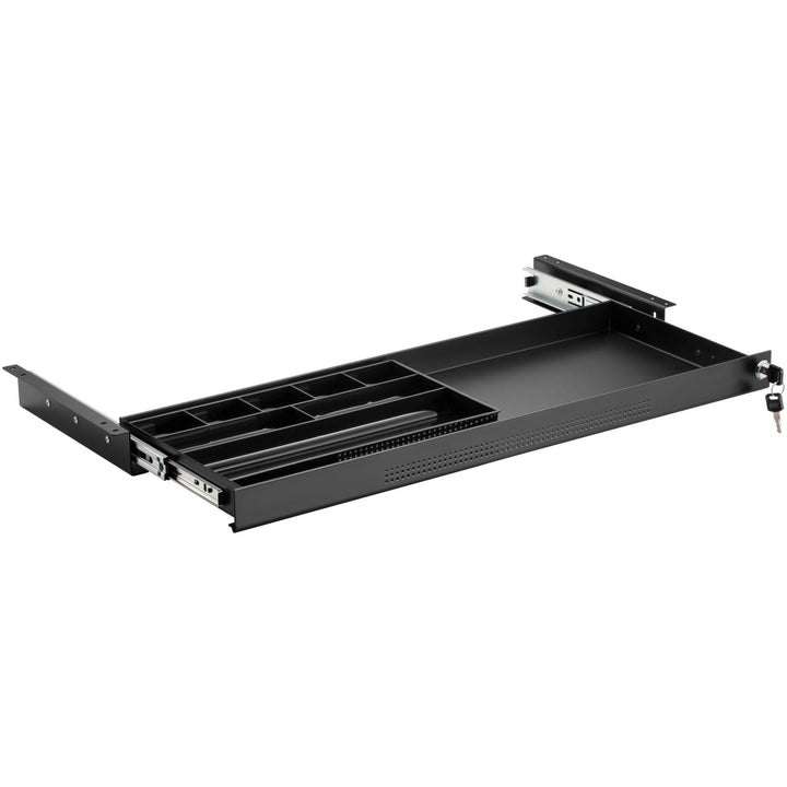 CAVO Dokumentenschublade abschliessbar aus Stahl 740 x 250 mm, inkl. Schubladeneinsatz schwarz, Schr