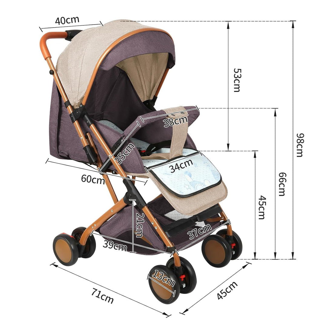 Buggy mit Liegefunktion, Kinderwagen Zusammenklappbar mit Wattepads und Moskitonetzen, Reisebuggy mi
