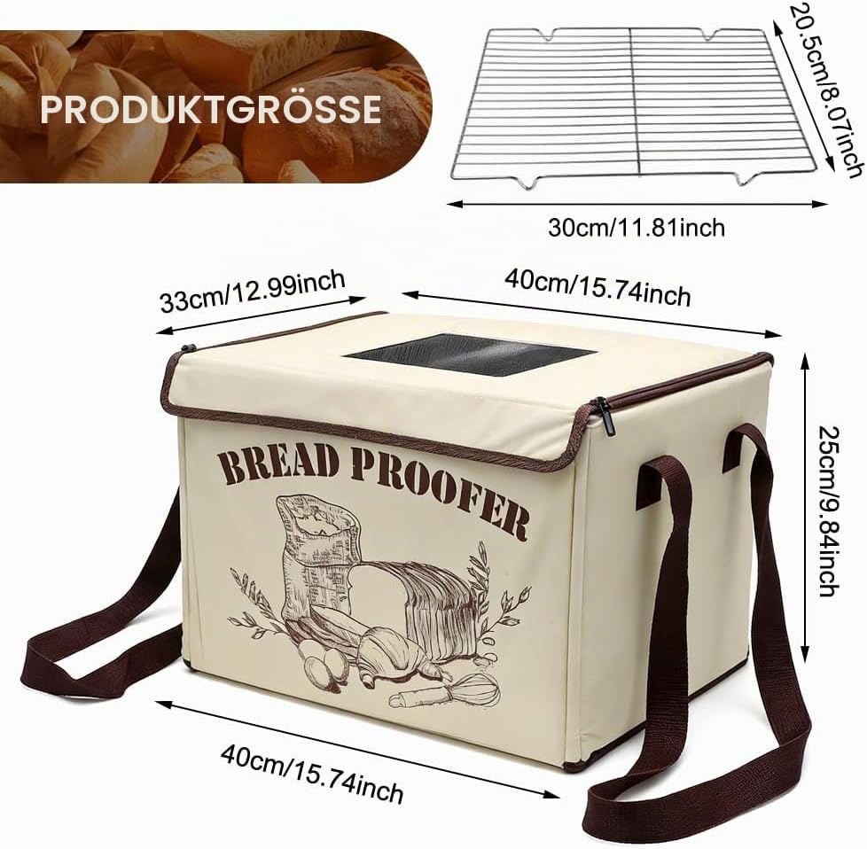 Brot Gärbox Sauerteig, Gärbox mit heizung für Brotteig Faltbare Teiggärbox Brot Gärschrank Einstellb