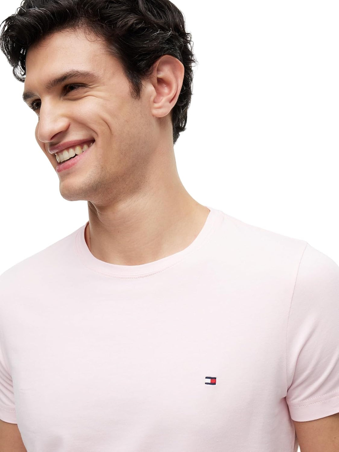 Tommy Hilfiger Herren T-Shirt Kurzarm Stretch Slim Fit Tee Rundhalsausschnitt XXL Pink (Pink Lily),