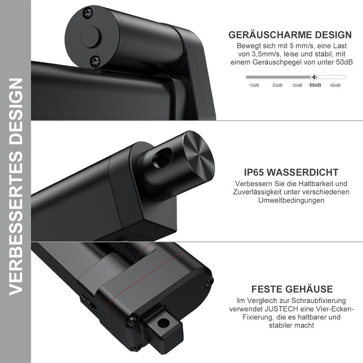 Justech Linear Actuator 50mm Linearantrieb 3000N/660LBS IP65 5mm/s Motor Lineartechnik Aktuatoren Li