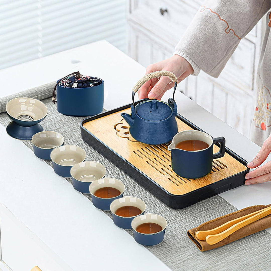 Japanisches Teeservice für 6, Schönes Tea Set Porzellan Chinesische Teekanne Set, 14 Stück Gongfu Te