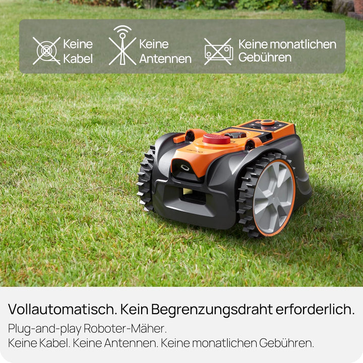LawnMaster Roboter-Rasenmäher mit Kamera-Navigation, App und Ladestation. Auto-Charge. Ohne Begrenzu