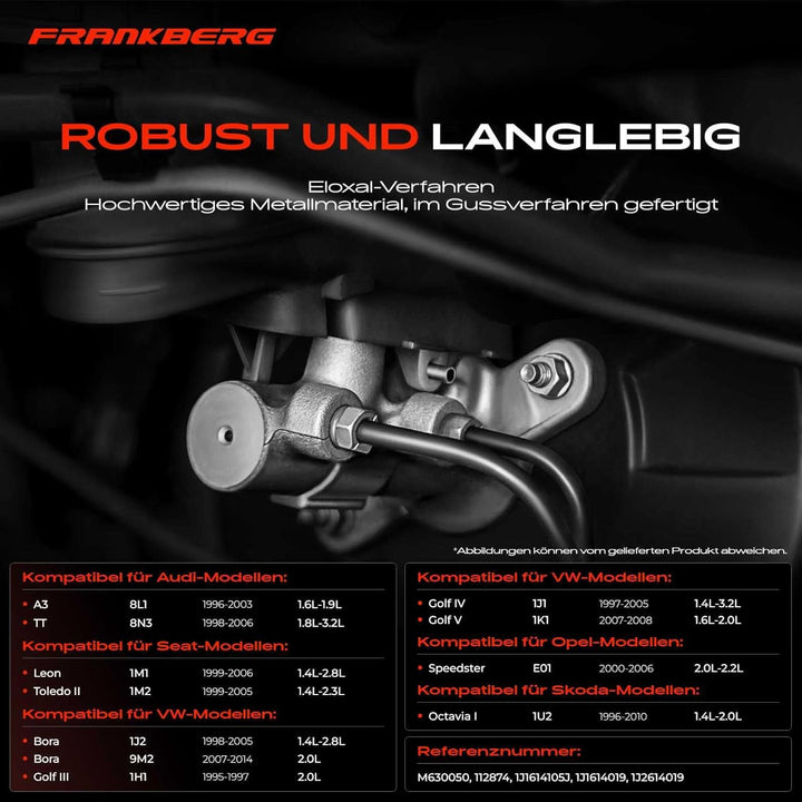 Frankberg Hauptbremszylinder Bremszylinder Kompatibel mit A3 8L1 1.6L-1.9L 1996-2003 TT B.o.r.a 1J2